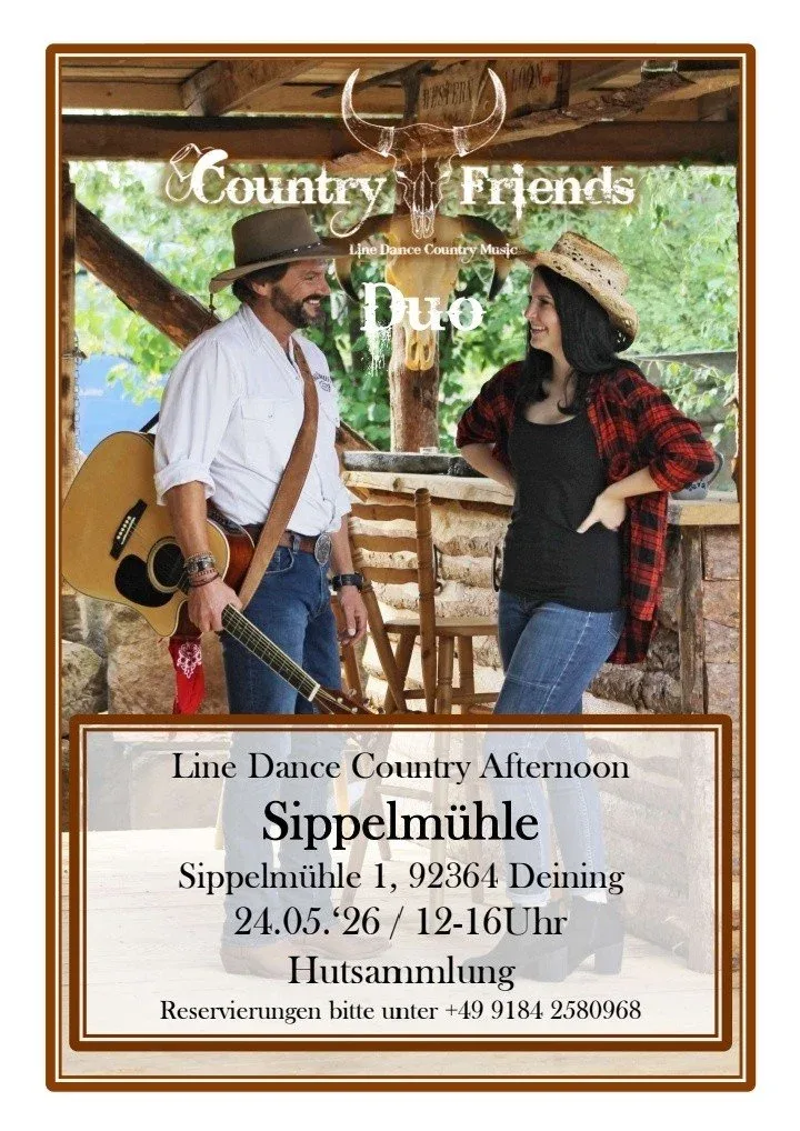 Plakat für einen Line-Dance-Abend im Landgasthof Sippelmühle.